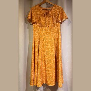 Timeless London Unique Vintage Cottagecore Yellow Swing Dress Size US 10